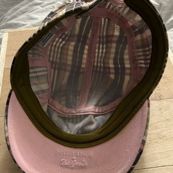 Pebble Beach By The Game Plaid Pink Brown Beige Cadet Hat Adjustable - Picture 8 of 8
